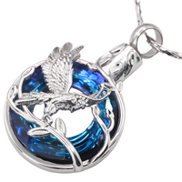 Blue Eagle Pendant Necklace Snake Chain Unisex Religious Pendant Necklace B198