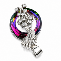 Fire Reborn Phoenix Necklace for Women Girls, Fire of Life Crystal Glass 1391