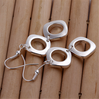 Silver Plated Geometric Necklace, Earrings Set Copper Alloy Silver Plating 1209