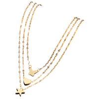 MultiLayer Gold Necklace Set for Women -3-Piece Retro Chain Choker with Lock 703