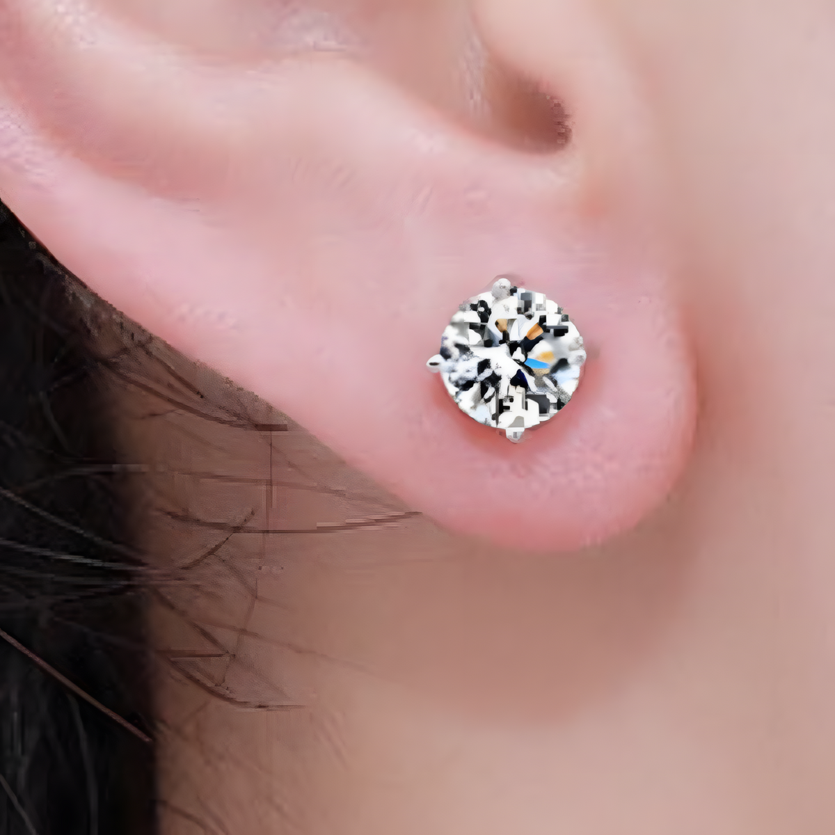 Classic Round Stud Earrings for Women – Sparkling Cubic Zirconia Solitaire 1008
