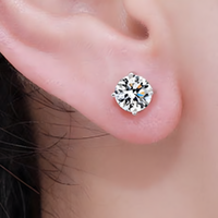 Classic Round Stud Earrings for Women – Sparkling Cubic Zirconia Solitaire 1008