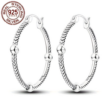 925 Sterling Silver Twisted Rope Hoop Earrings for Women 32.8mm Vintage Boho 625
