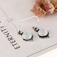 Women's Bohemian Dangle Earrings with Iridescent Opalite Gemstone Vintage B110