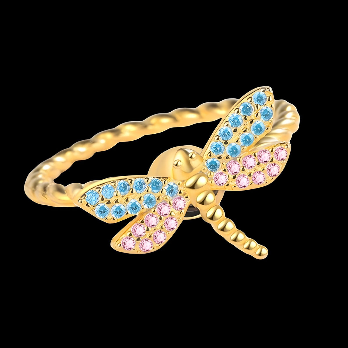 Whimsical Dragonfly Spinner Ring - Gold Tone Fidget Ring for Anxiety Relief 379