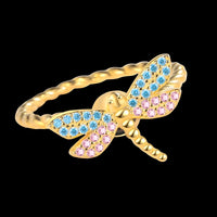 Whimsical Dragonfly Spinner Ring - Gold Tone Fidget Ring for Anxiety Relief 379