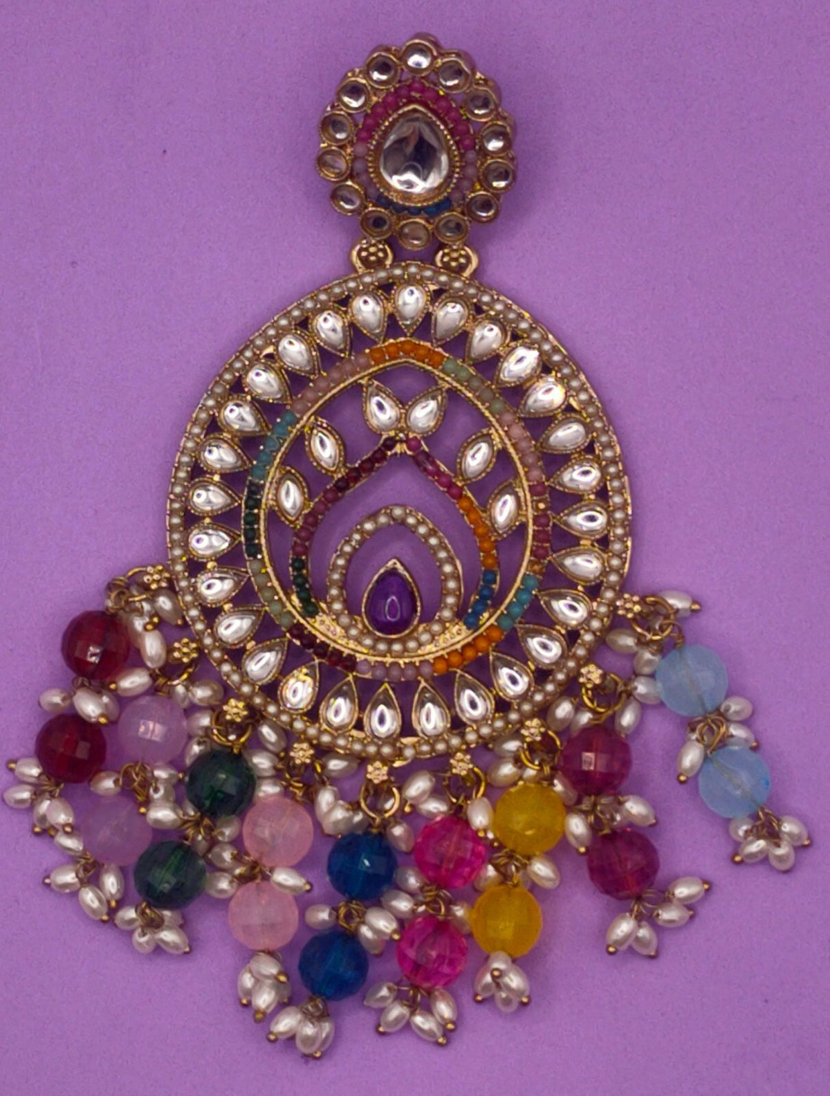 Elegant Bollywood Inspired Gold Kundan Earrings - Traditional Indian Jewelry 185