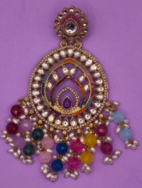 Elegant Bollywood Inspired Gold Kundan Earrings - Traditional Indian Jewelry 185