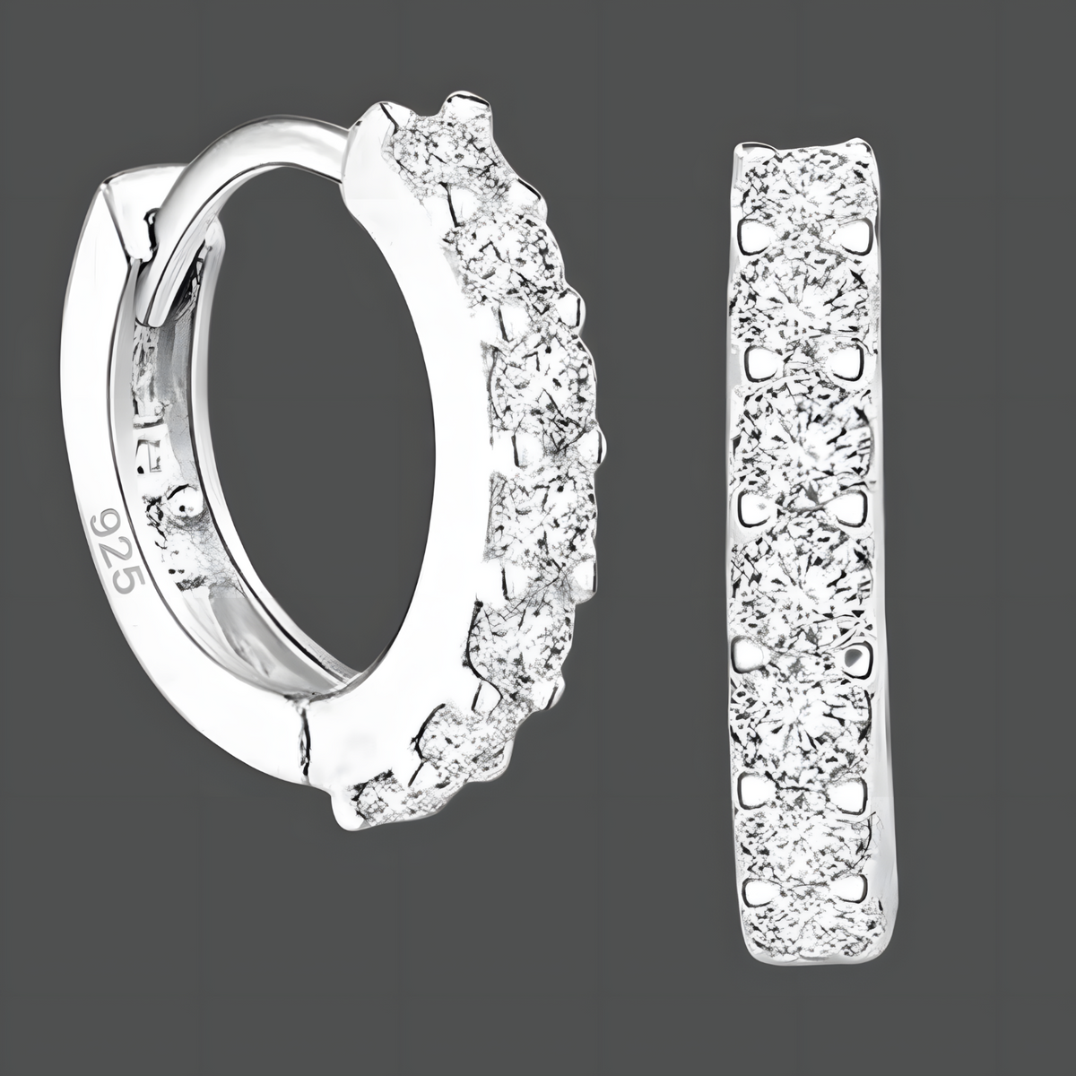 Copper Alloy with 925 Silver Plating, Sparkling Huggie Hoops for Daily Wear 847