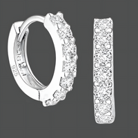Copper Alloy with 925 Silver Plating, Sparkling Huggie Hoops for Daily Wear 847