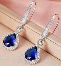 Unified Jewellery® - Elegant Blue Gemstone Dangle Earrings | 925 Silver 5 UK