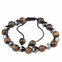 Brown 8mm Tiger Eye Beaded Bracelet Adjustable Macrame Bracelet Unisex 1353