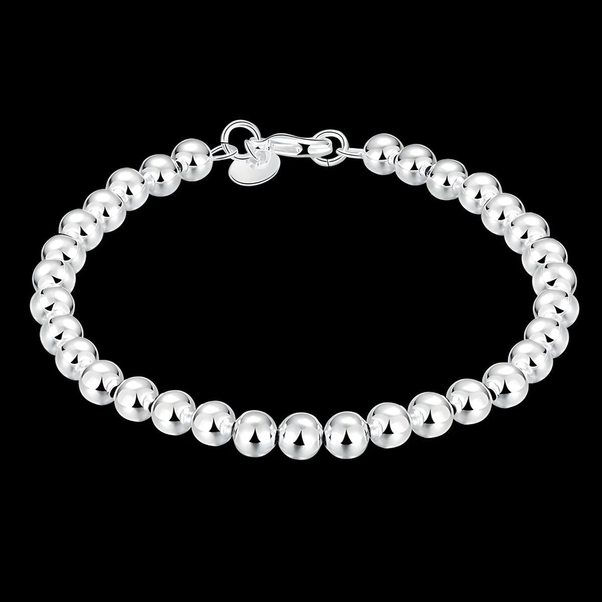 925 Sterling Silver Bracelet Exquisite 6MM Beads Women Fashion 18 - 20CM - 1769