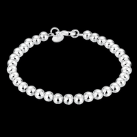 925 Sterling Silver Bracelet Exquisite 6MM Beads Women Fashion 18 - 20CM - 1769