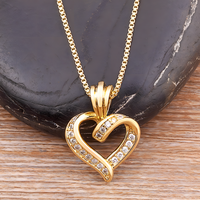 Heart Pendant Necklace for Women Copper Alloy GoldPlated Twisted Open Heart 1149
