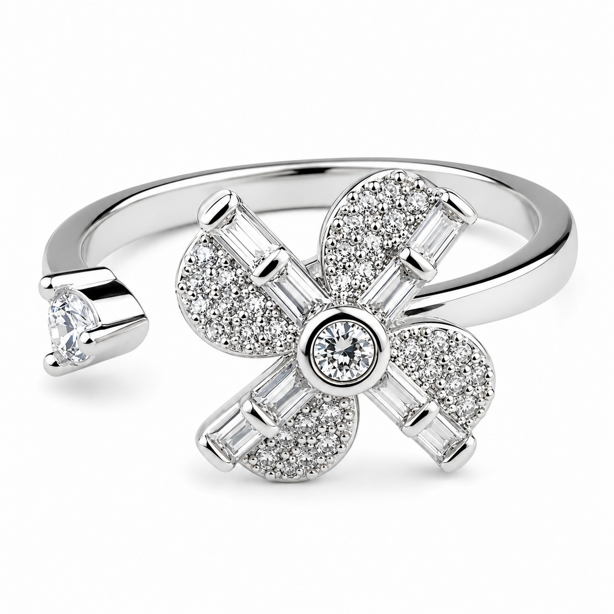 Rotatable Bow Spinner Ring For Women, Adjustable Open Band Fidget Anxiety 1512