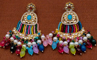 Elegant Bollywood Inspired Gold Kundan Earrings - Traditional Indian Jewelry 175