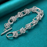 Women’s Double Ring Knot Link Bracelet, Bracelet with Toggle Bar Clasp 1882