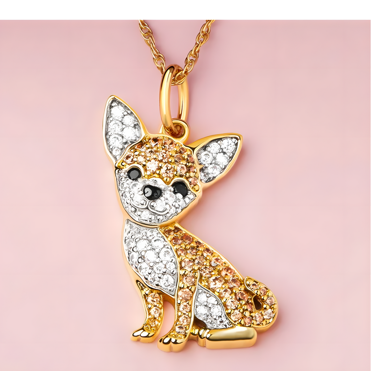 Women's Gold Chihuahua Pendant Necklace Exquisite Cute Pet Dog Charm Golden B169