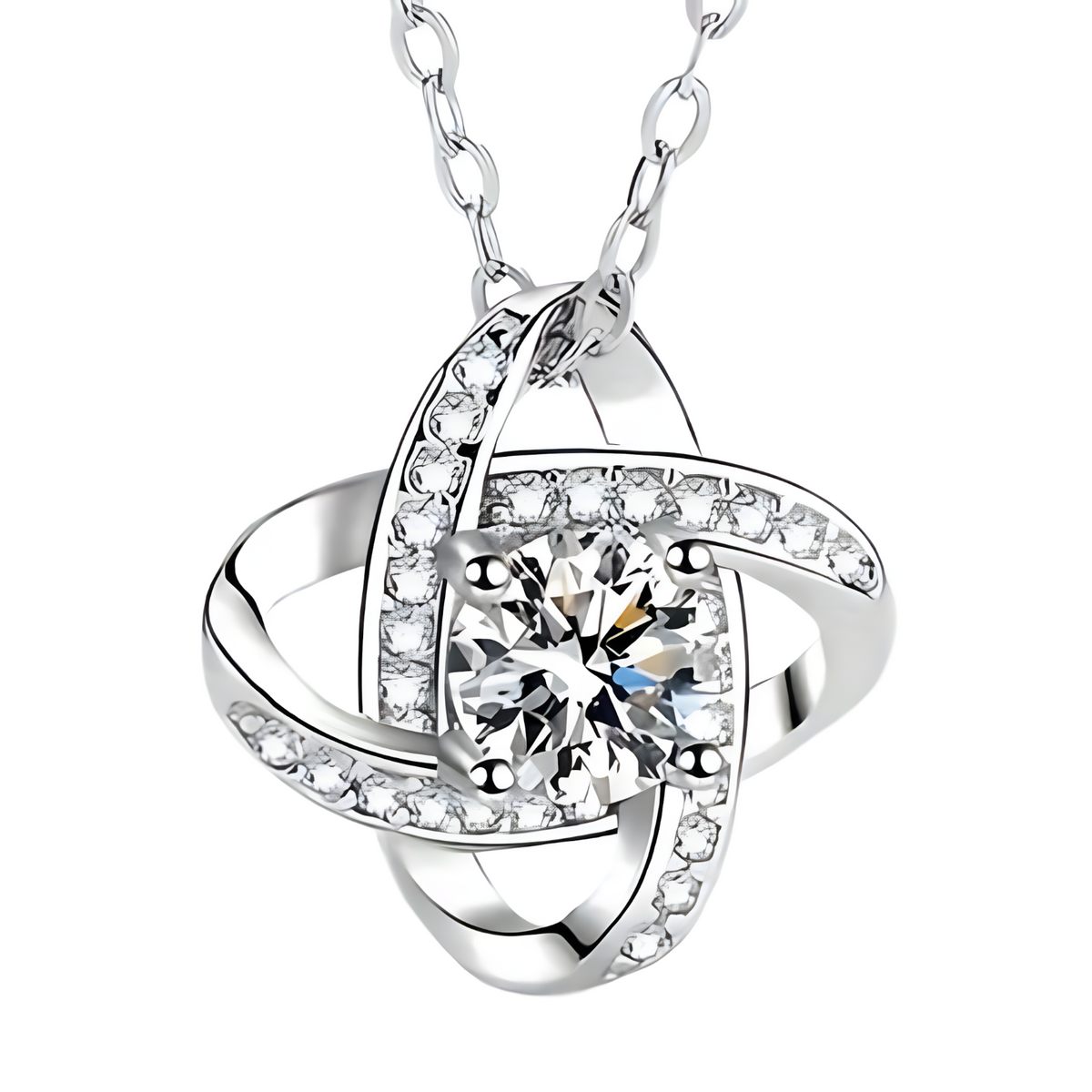 Vintage Style Cubic Zirconia Love Knot Necklace for Mom, Zinc Allo (No box) B187