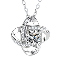 Vintage Style Cubic Zirconia Love Knot Necklace for Mom, Zinc Allo (No box) B187