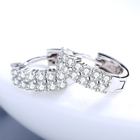 925 Silver-Plated Alloy Double-Row Zircon Huggie Hoop Earrings for Women 860