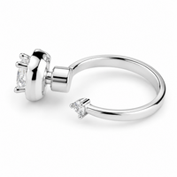 Rotatable Halo Flower Spinner Ring For Women, Adjustable Open Band Fidget 1518