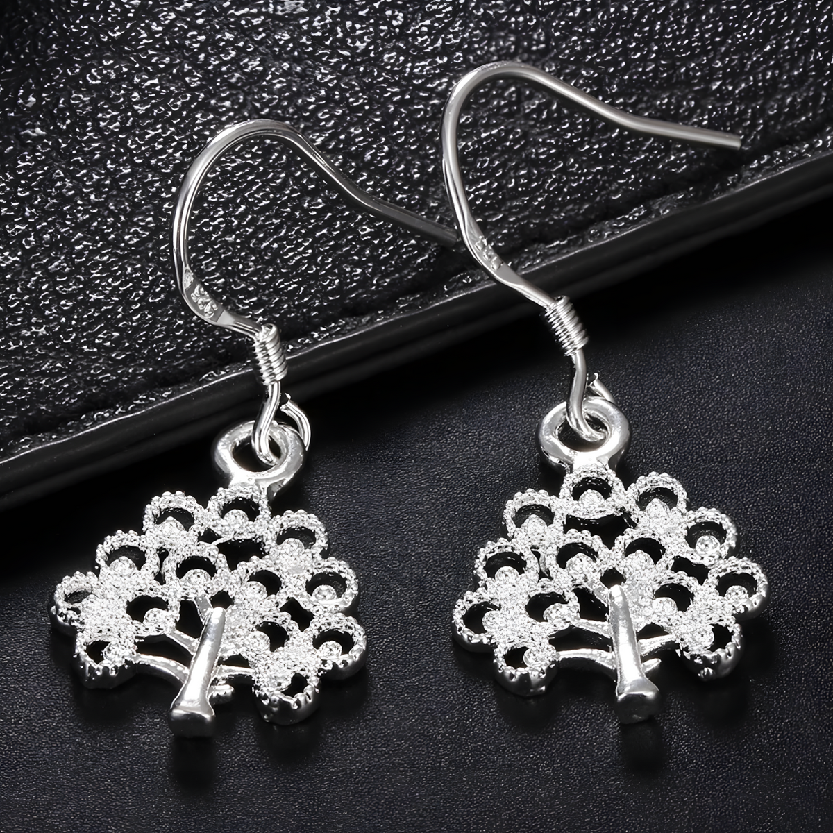 925 Sterling Silver Elegant Silver Dangle Earrings with French Wire Hooks 450