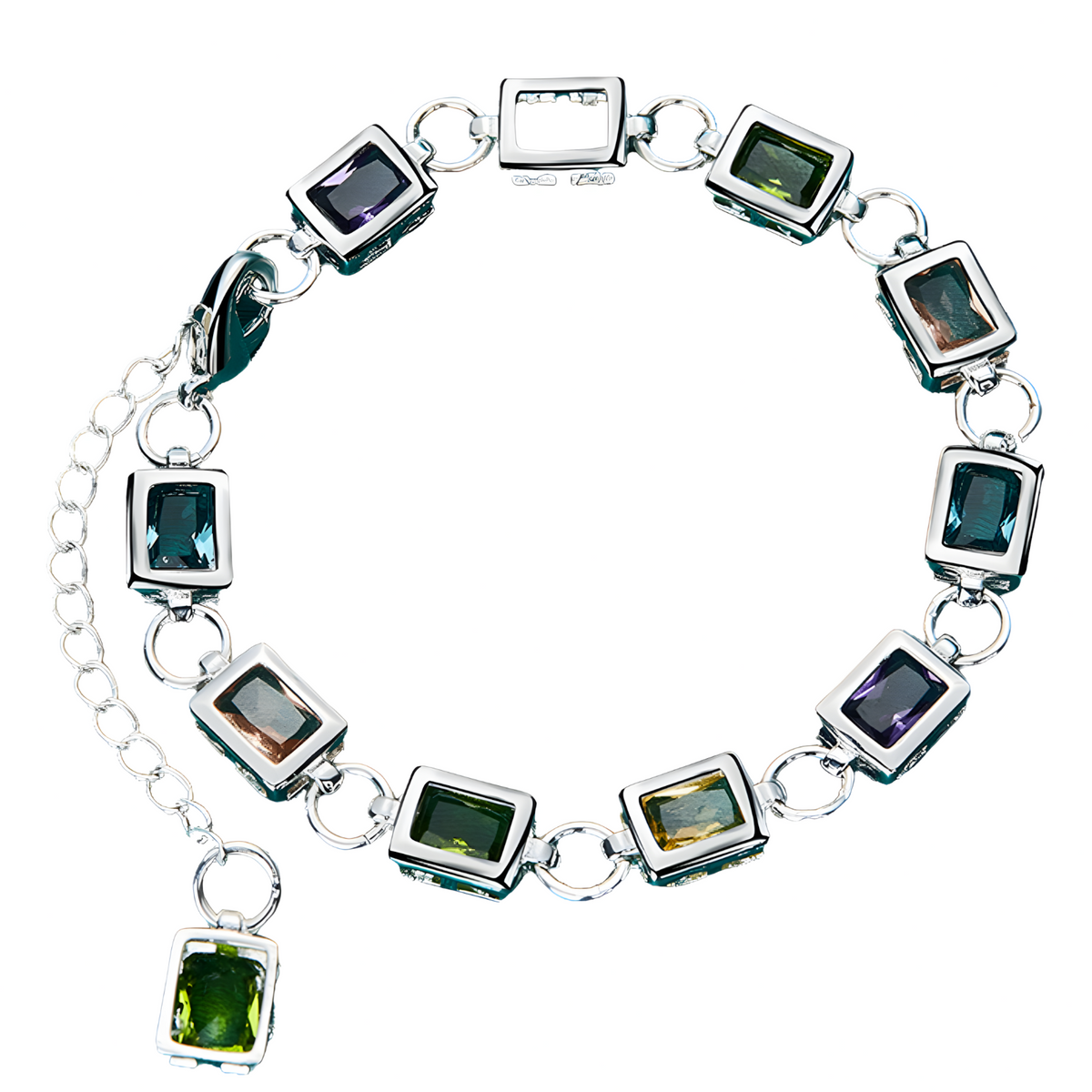 Cushion Cut Multi Tone Zirconia Station Bracelet Chic Geometric Square 1729