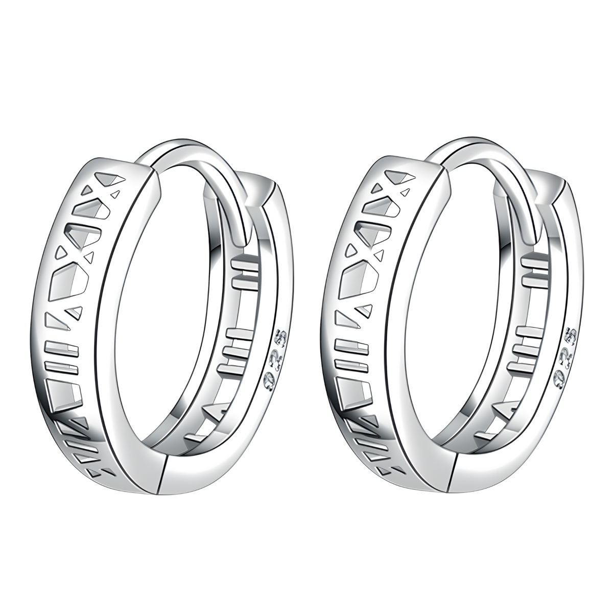 925 Silver-Plated Alloy Geometric Hoop Earrings – Trendy Round Huggie Style 936