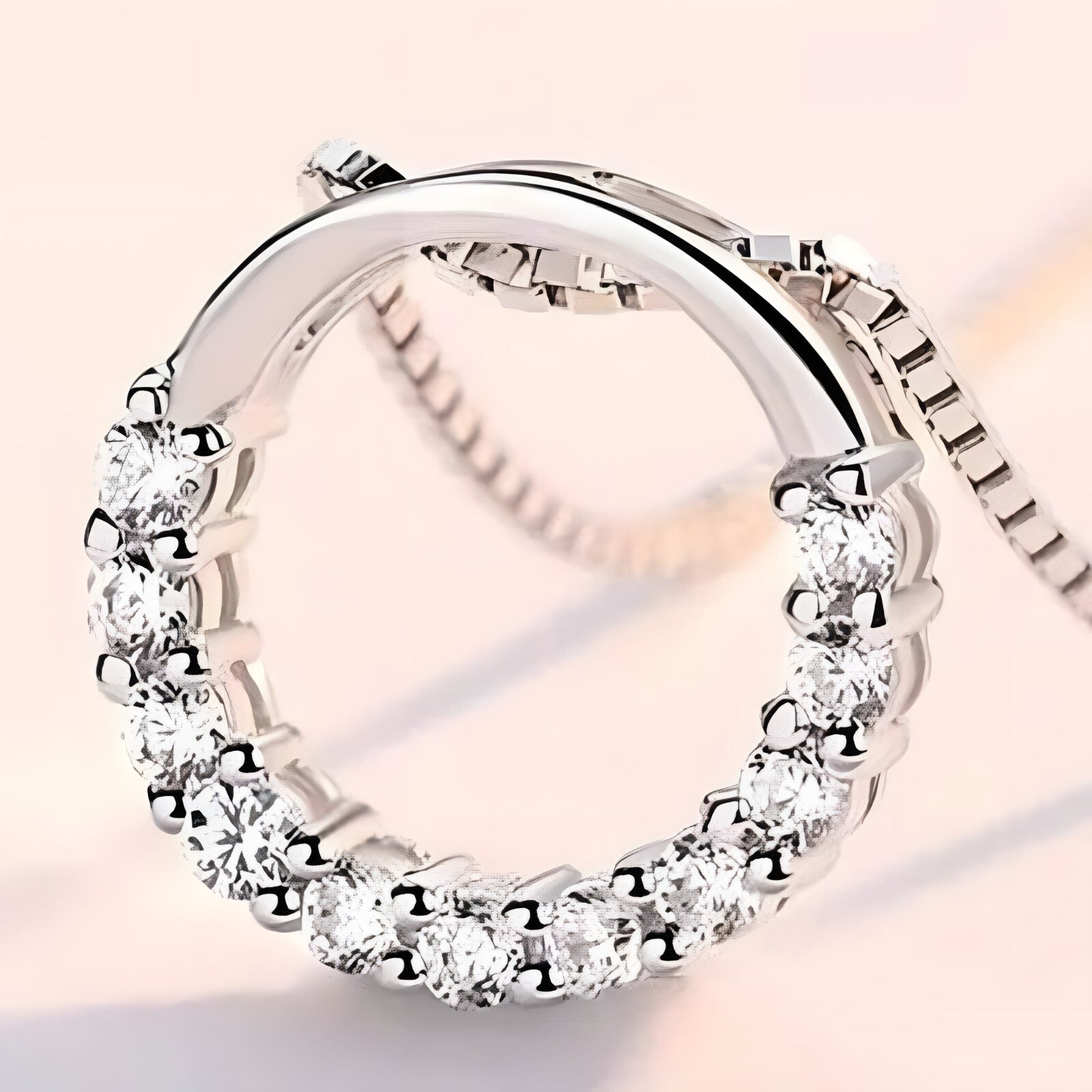 925 Sterling Silver Jewelry Round Zircon Pendants Necklaces Women Fine Semi 265