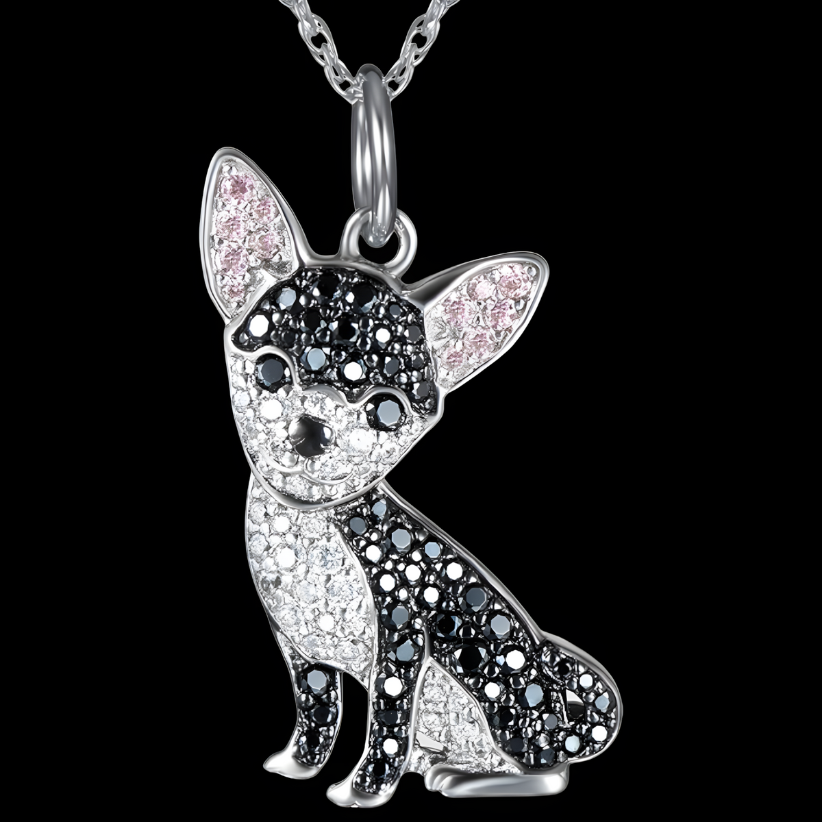 Chihuahua-Black Pendant Necklace For Women - Cute Dog Pendant, Zinc Alloy B225