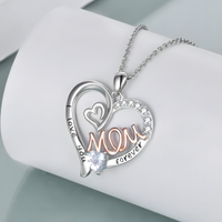 Mom Heart Pendant Necklace Women – Copper Alloy with Silver-Tone & RoseGold 1151