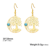 Filigree Tree of Life Dangle Earrings for Women, Crescent Moon Earrings B172