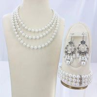 4pcs Necklace Earrings Plus Bracelet Luxury Jewelry Set Made Of Milky Stone 101