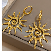 Unified Jewellery Gold Tone Sun Spiral Necklace And Earrings Set For Women 1714