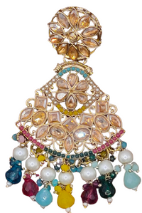 Elegant Bollywood Inspired Gold Kundan Earrings - Traditional Indian Jewelry 200