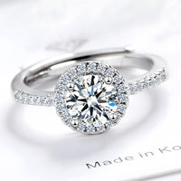 925 Sterling Silver AAA Cubic Zirconia Halo Engagement Ring, 8mm Round Cut 376