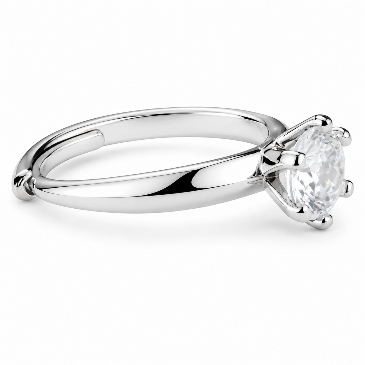 Elegant Adjustable Solitaire Ring, Round Brilliant Zircon Statement Promise 1615