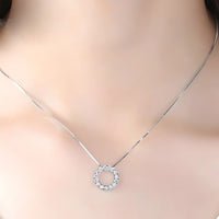 925 Sterling Silver Jewelry Round Zircon Pendants Necklaces Women Fine Semi 266