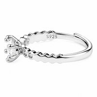 Elegant Adjustable Solitaire Ring, Round Brilliant Zircon Bridal Promise 1631