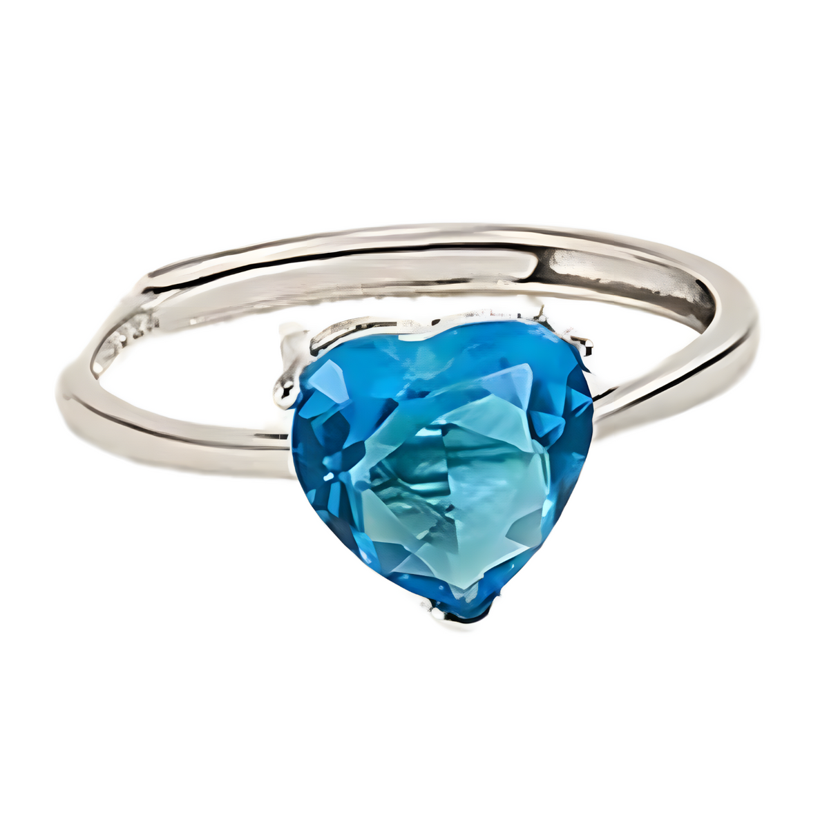 925 Sterling Silver Blue Heart Crystal Necklace Earrings Ring Set B31