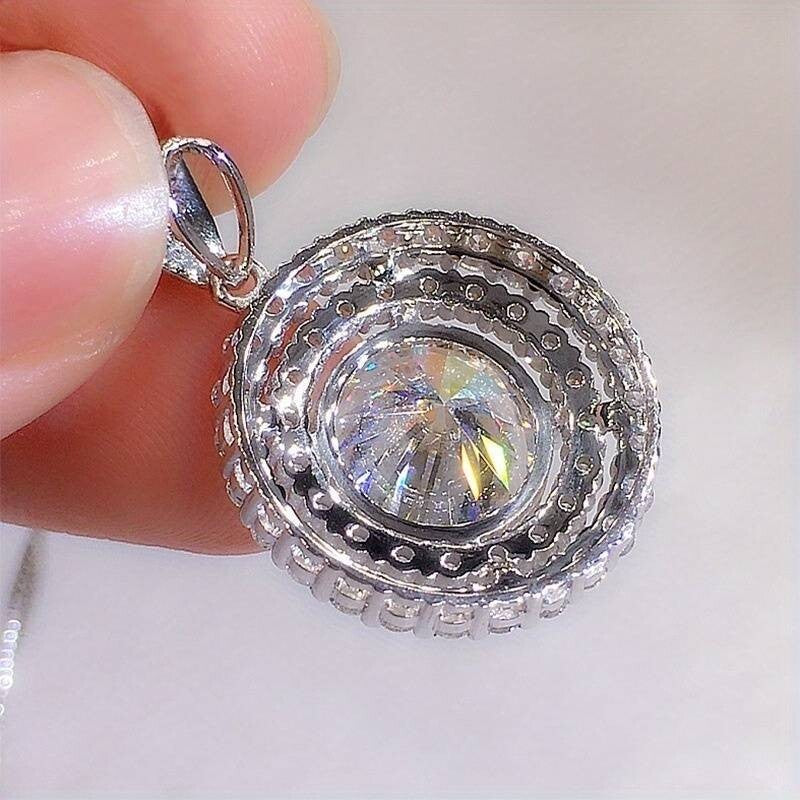 925 Silver Plated Delicate Moissanite Solitaire Necklace Women Bridal 31 UK