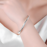 Silver Plated Alloy Adjustable Bangle Bracelet For Women 6cm Diameter 7g 1412