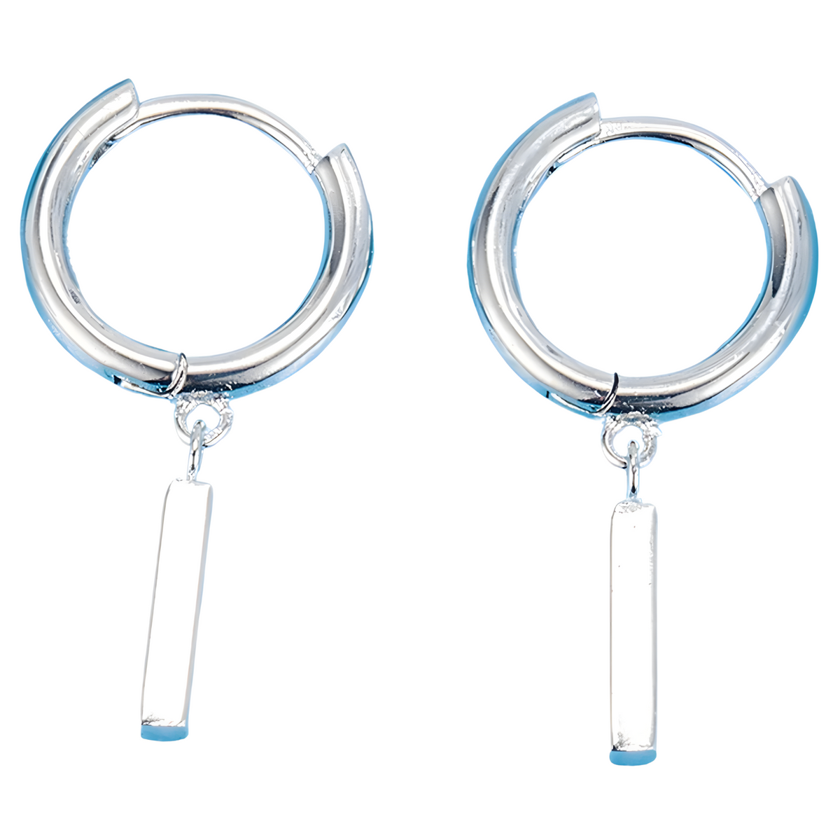 925 Sterling Silver Dainty Rectangular Metal Bar Drop Earrings Women, Hoop 501