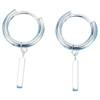 925 Sterling Silver Dainty Rectangular Metal Bar Drop Earrings Women, Hoop 501