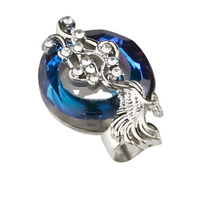 Blue Fire Phoenix Necklace for Women Girls, Ocean Crystal Rebirth Pendant 1393