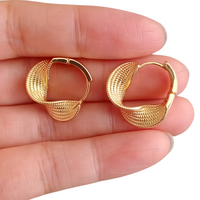 Lightweight Twisted Texture Hoop Earrings 1.4inch: 2024 New Trendy Gold 661