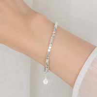 Geometric Faceted Bead Bracelet For Women Adjustable Lobster Clasp Round 1766