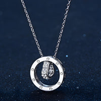 Sterling Silver Heart Circle Pendant Necklace Women Real 925 Silver Chain 282